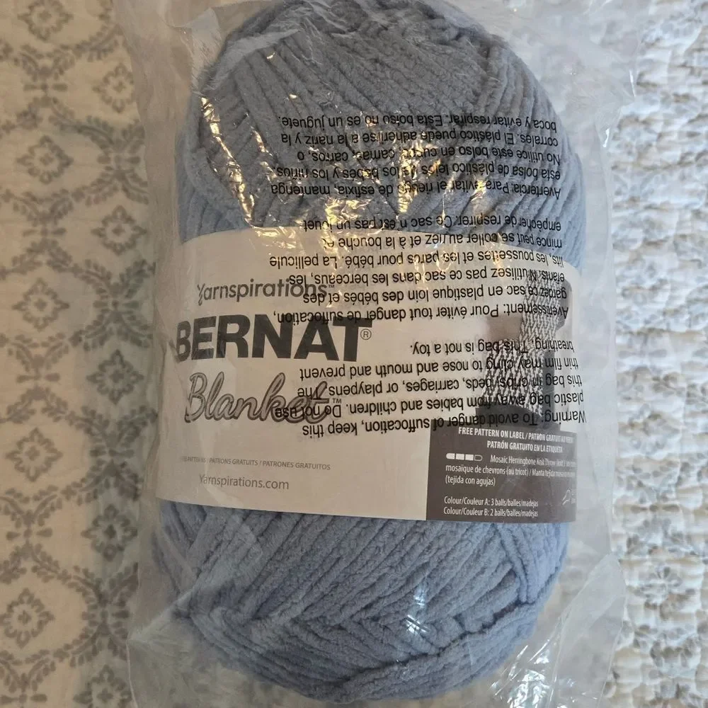 Bernat Blanket Yarn - Gray Blue & Light Teal 10.5 Ounces Each
